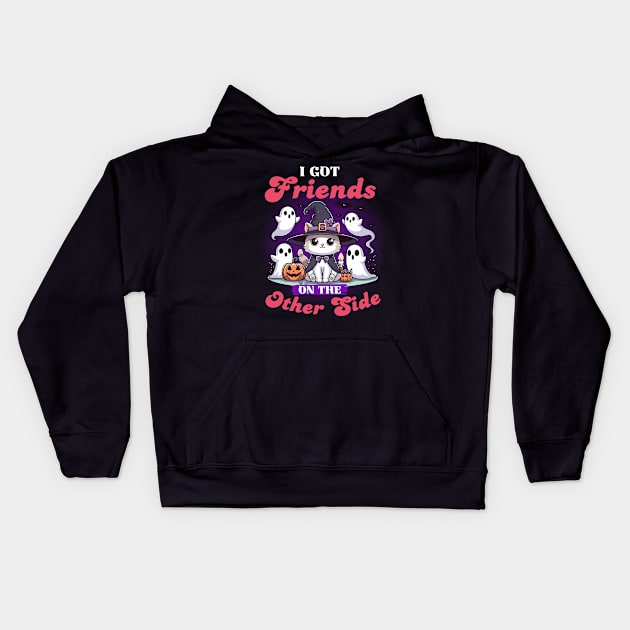 Friends on the Other Side - Cute Witch Cat Kids Hoodie by Kawaii N Spice